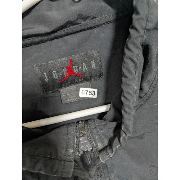Vintage Jordan Mens XL Quarter Zip Windbreaker Pullover Black Embroidered Logo - Picture 7 of 10